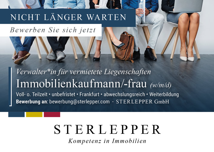 Immobilienkaufmann - freie Stelle in Frankfurt bei Sterlepper - Ihr neuer Job